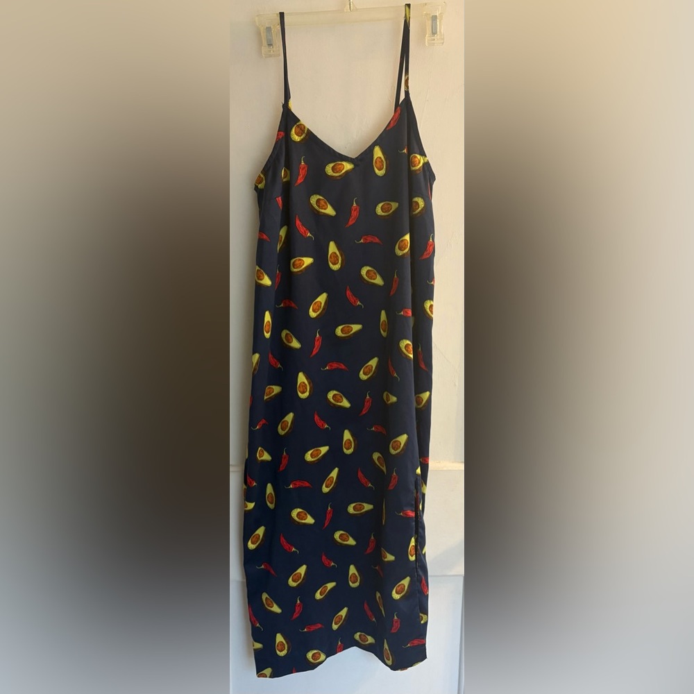 Neon Rose Pepper & Avocado Slip Dress Size Small